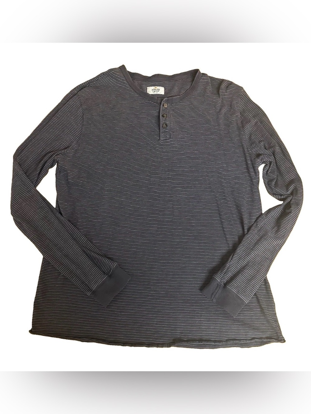 Marine Layer Shirt Men’s Henley Long Sleeve T-shirt Gray Stripe Size XL